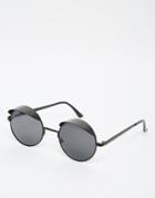 7x Round Sunglasses With Smoke Lenses - Black