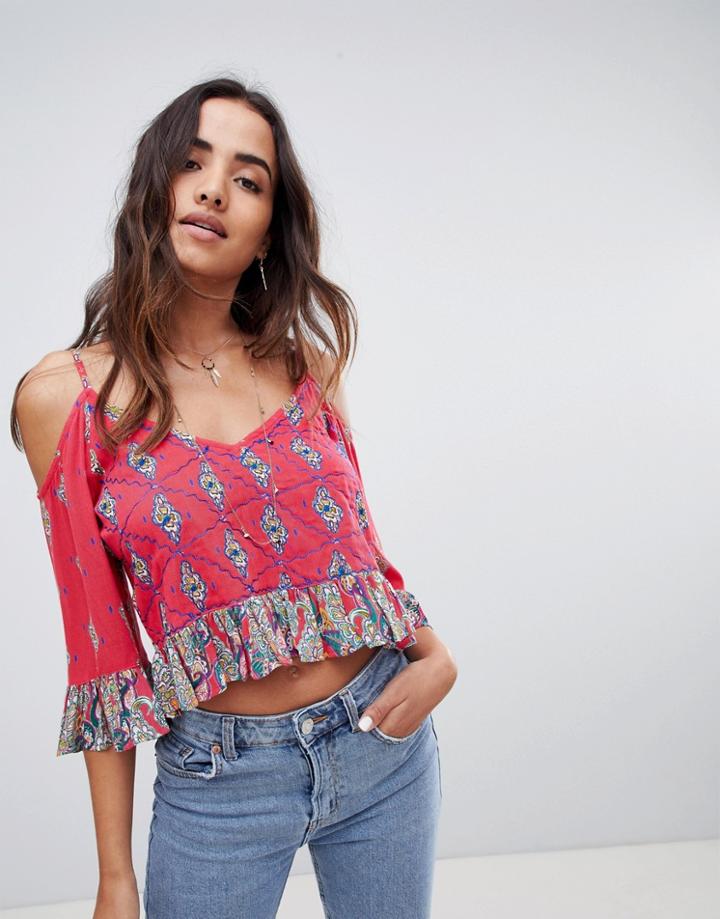 Raga Alice Cold Shoulder Top - Red