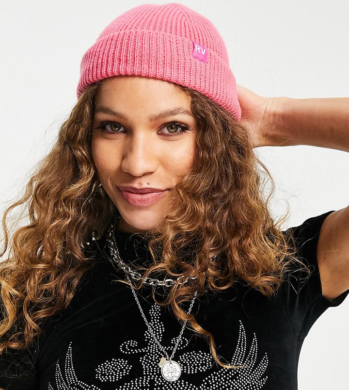 Reclaimed Vintage Inspired Recycled Fisherman Beanie In Bright Pink