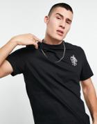 Asos Design T-shirt In Black Cotton With Snake Chest Print - Black