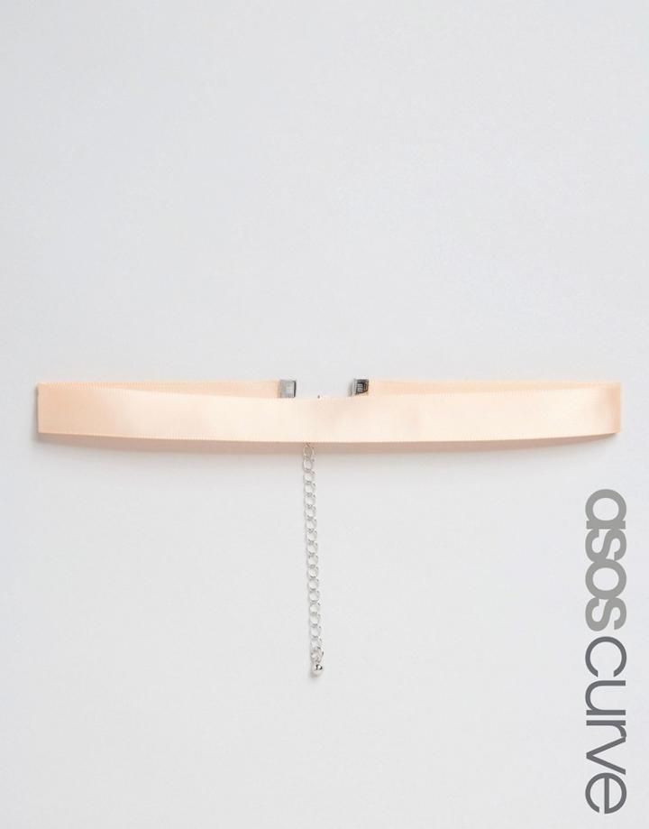 Asos Curve Satin Choker Necklace - Pink