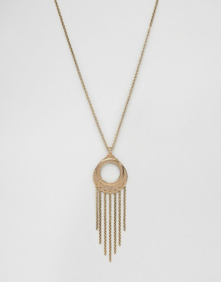 Low Luv Gold Plated Low Drop Fringe Necklace - Gold