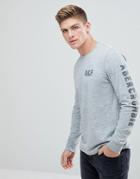 Abercrombie & Fitch Long Sleeve Legacy Top Front And Sleeve Flock Print In Gray - Gray