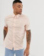 Fred Perry Stripe Short Sleeve Shirt In Orange