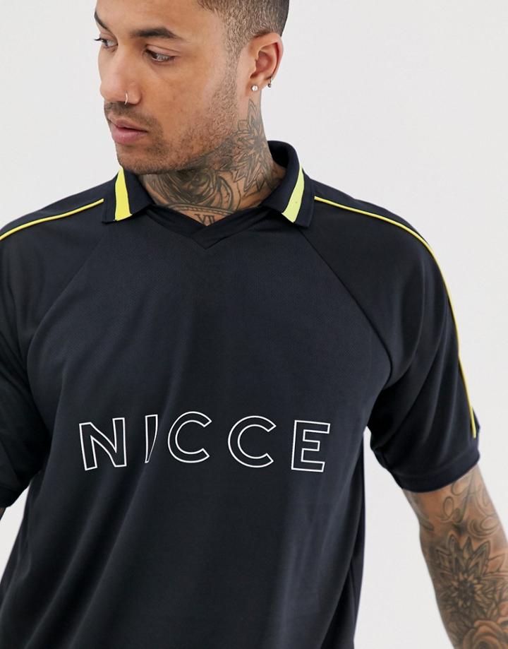 Nicce Polo With Large Logo In Black
