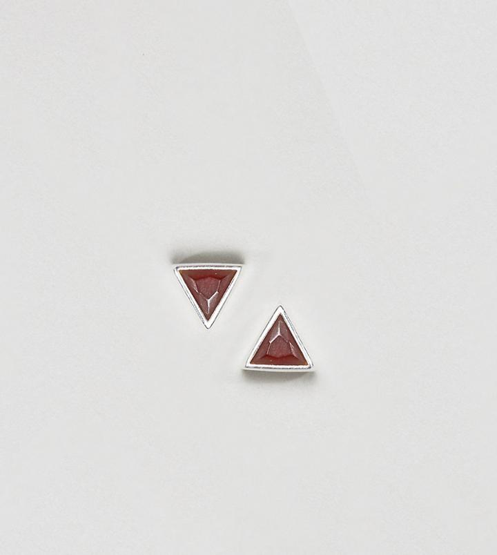 Designb London Sterling Silver Cz Triangle Stud Earrings - Silver