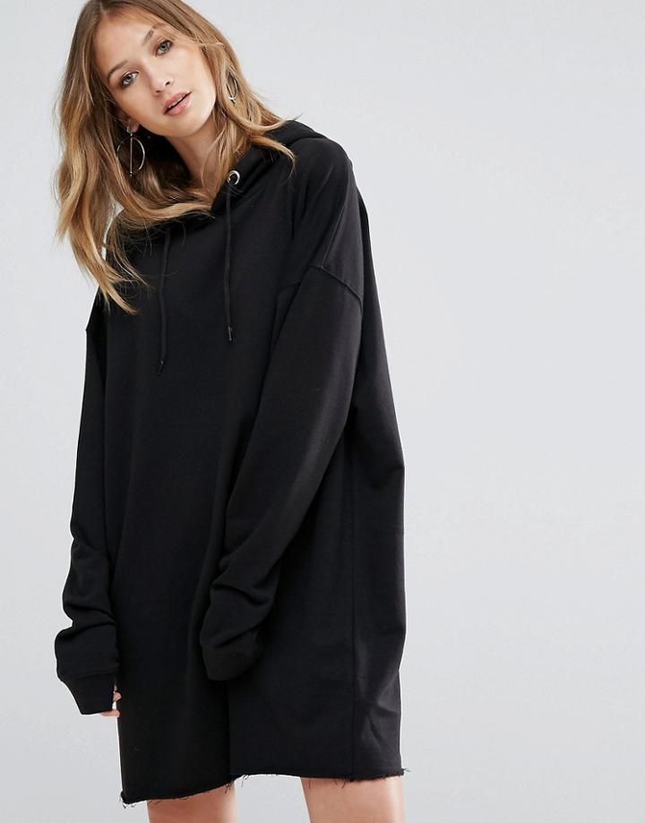 Daisy Street Black Hoodie Dress - Black