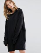 Daisy Street Black Hoodie Dress - Black