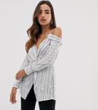 Parallel Lines Off Shoulder Blouse In Abstract Spot - White