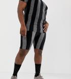 Asos Design X Laquan Smith Plus Glitter Stripe Shorts - Multi