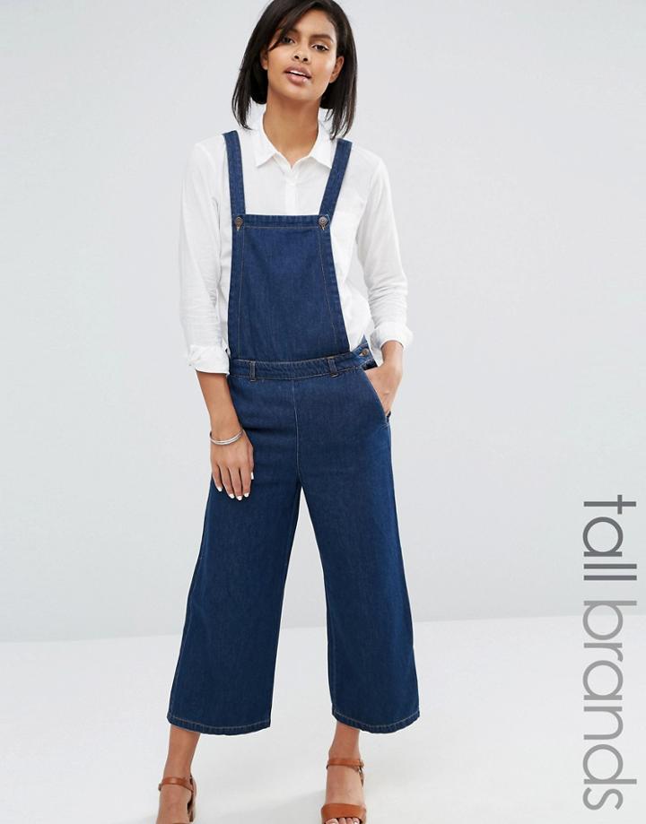 Vero Moda Tall Denim Cropped Overall Jumpsuit - Indigo