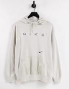 Nike Oversized Fleece Hoodie In Light Bone With Logo-neutral