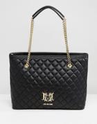 Love Moschino Quilted Shopper Bag With Chain - Black
