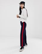 Only Side Stripe Wide Leg Pants-navy