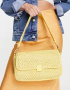 Topshop Crochet Straw Look Shoulder Bag In Yellow