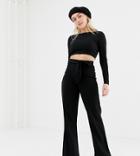 Brave Soul Petite Wilma Kick Flare Tailored Pants-black