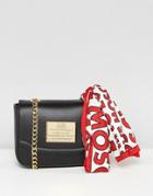 Love Moschino Clutch With Chain And Logo Scarf - Black