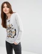 See U Soon Sweat Top With Embroidery Detail - Gray