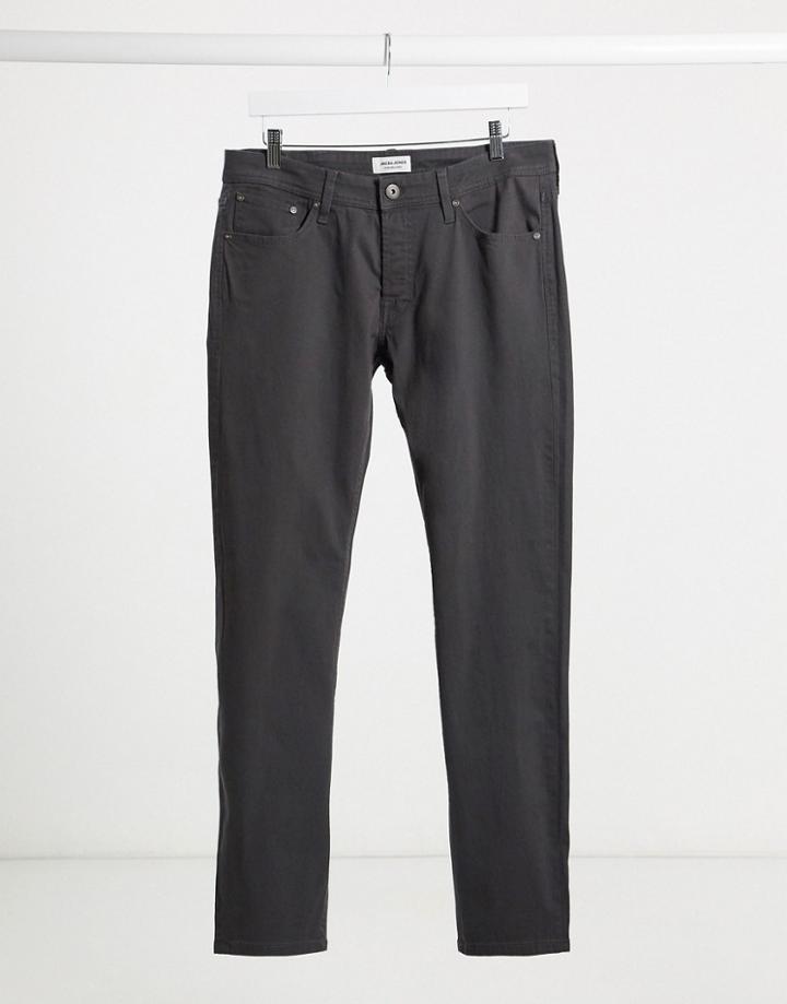 Jack & Jones Slim Fit Jeans In Dark Gray-grey