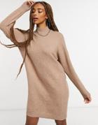 Only High Neck Sweater Dress In Brown
