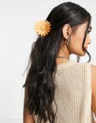 Asos Design Hair Claw In Flower Design In Matte Orange