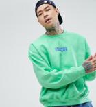 Crooked Tongues Sweatshirt In Overdye With Logo Print - Green