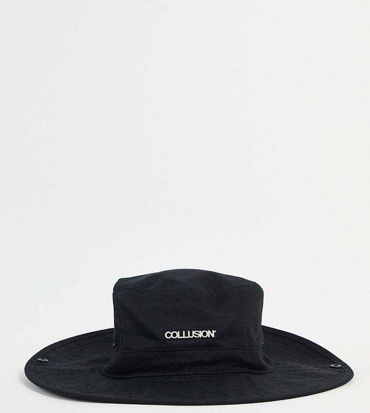 Collusion Unisex Cowboy Style Bucket Hat In Black