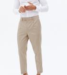 New Look Tapered Pleated Smart Pants In Stone-neutral