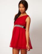 Club L One Shoulder Dress With Embellished Belt - Purple