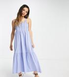 Only Exclusive Maxi Dress With Lace Detail In Blue-blues
