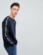 Hollister Crew Neck Sweatshirt With Sleeve Logo Taping In Black - Black