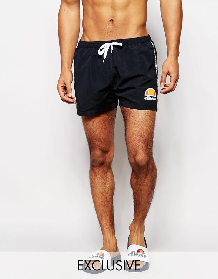 Ellesse Swim Shorts With Taping Exclusive To Asos - Black