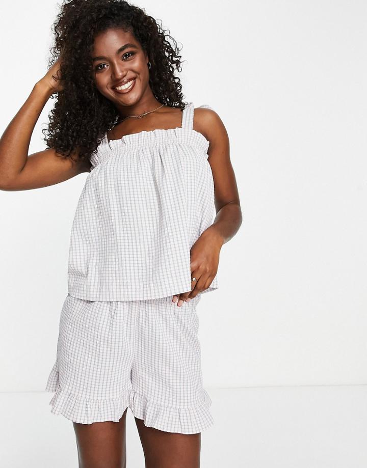 Jdy Check Tie Cami Top In Light Gray - Part Of A Set