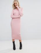Qed London Bodycon Midi Dress - Pink