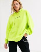 Noisy May Logo Oversized Hoodie In Neon