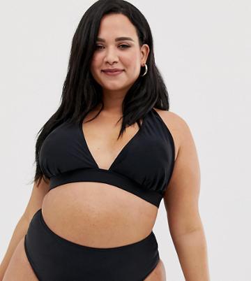 South Beach Curve Mix & Match Halter Top In Black - Black