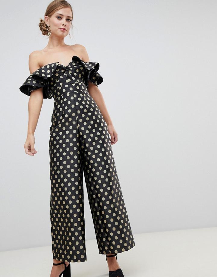 Asos Design Structured Jumpsuit In Gold Spot - Multi