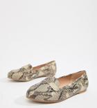 New Look Wide Fit Suedette Snake Loafer - Brown