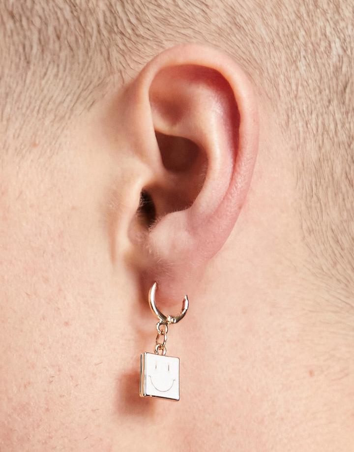 Madein Happy Face Earrings In White