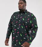 Asos Design Plus Oversized Shirt In Lighting Print - Black