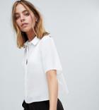 Asos Design Petite Crop Blouse With Short Sleeves - White