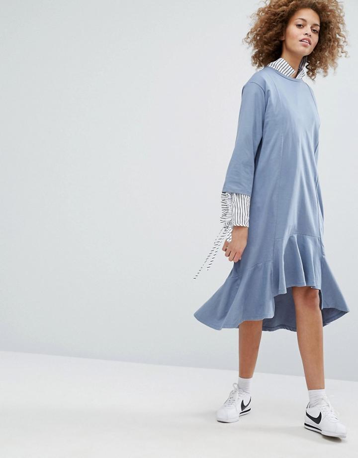 Stylenanda Drop Waist Smock Dress - Blue