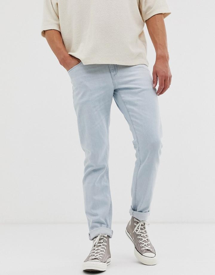 Asos Design Slim Jeans In Flat Light Wash Blue