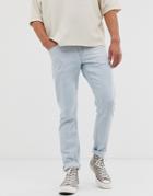 Asos Design Slim Jeans In Flat Light Wash Blue