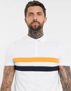Asos Design Polo Shirt With Contrast Panels In White