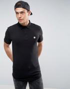 Le Breve Curved Hem Polo With Back Panelling - Black