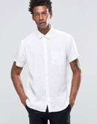Celio Slim Fit Short Sleeve Linen Shirt - White