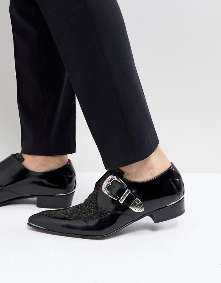 Jeffery West Adam Ant Glitter Monk Shoes - Silver