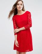 Pussycat London Lace Skater Dress - Red