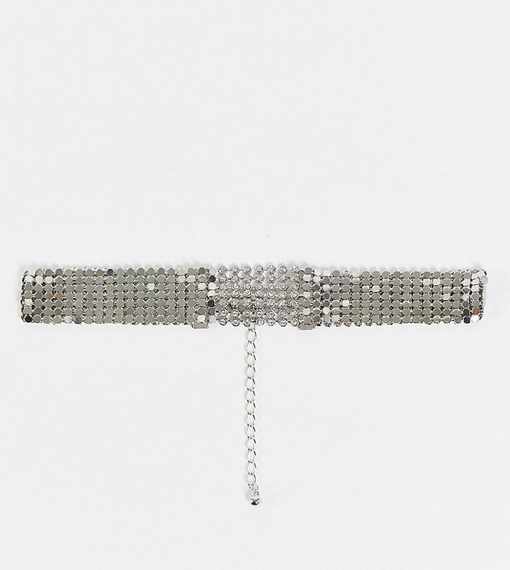 Reclaimed Vintage Inspired Ultimate Party Necklace With 90s Rhinestones In Silver